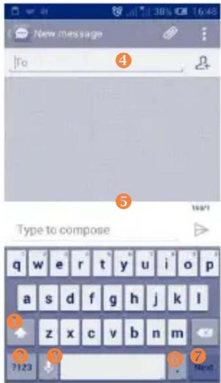 New message To 4 5 Type to compose q w e r t y u i o p a s d f g h j k l 1 z x c v b n m 2 ?123 7 Next