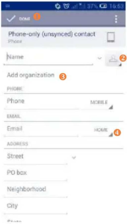 Phone-only (unsynced) contact Phone Name Add organization PHONE Phone MOBILE EMAIL Email HOME ADDRESS Street PO box Neighborhood City Phone
