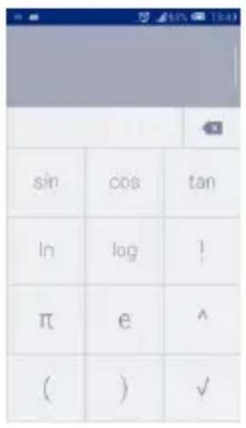 sin cos tan ln log π e ^ ( ) ✓