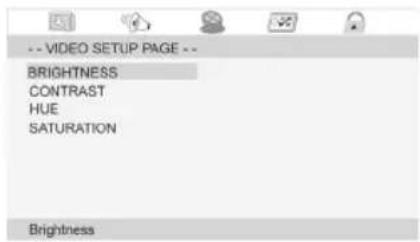 -- VIDEO SETUP PAGE -- BRIGHTNESS CONTRAST HUE SATURATION Brightness