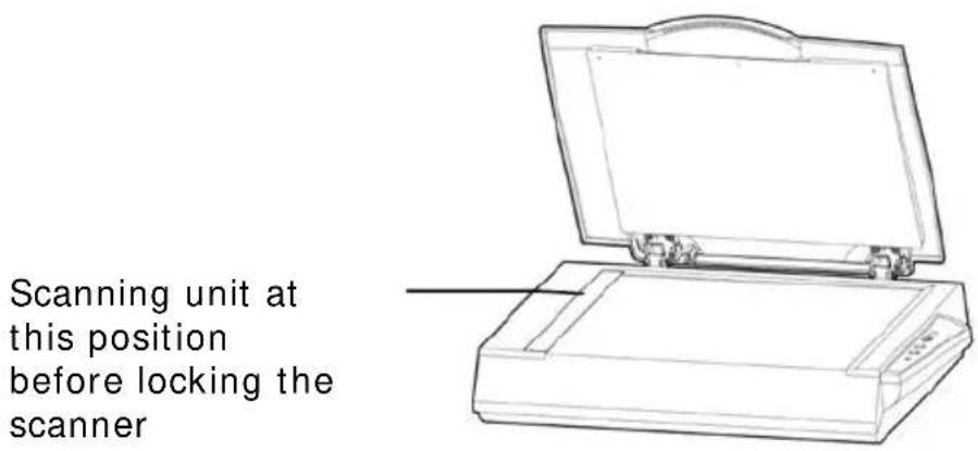 Scanning unit at this position before locking the scanner