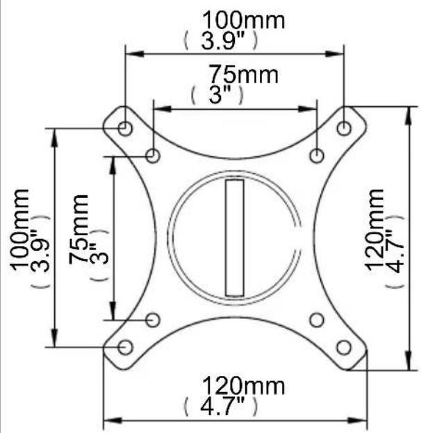 100mm (3.9") 75mm (3") 100mm (3.9") 75mm (3") 120mm (4.7") 120mm (4.7")