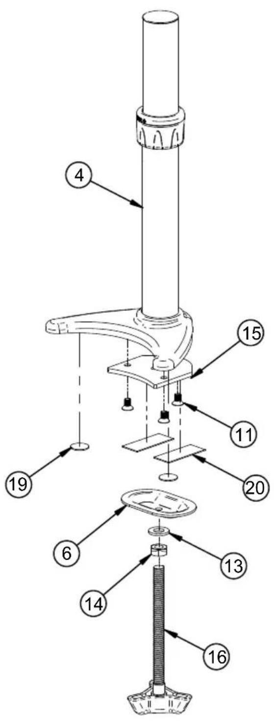 Technical diagram of a mechanical device with numbered components for identification