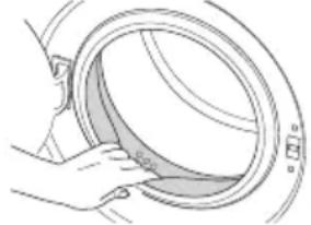 Line drawing of a hand opening a circular mechanical component (no text or symbols).
