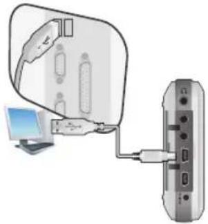Diagram showing a computer connected to a device via cable (no text or symbols visible)
