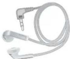 Coiled medical or electronic device with earphones and a connector (no visible text or symbols)