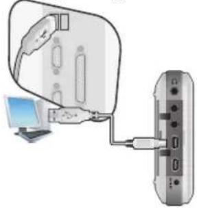 Diagram showing a computer connected to a device via cable (no text or symbols visible)