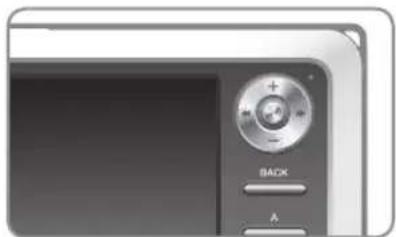Close-up of a digital camera control panel with no visible text or symbols on the device surface