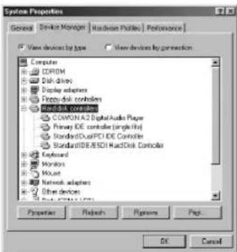 Systems Properties General Device Manager Hardware Profile Performance View devices by type User devices by connection Computer CPUROM Disk drives Display adapters FPGA disk controllers R3D101.2.000000 COMMON2.2 Digital Audio Player Primary IDE controller (single file) Standard/DIS/PCI IDE Controlle…