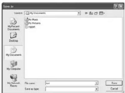 Save As My Documents My Music My Pictures Import My History Documents Desktop My Documents My Computer My Network Places File name: unt Save as type Save As Cancel