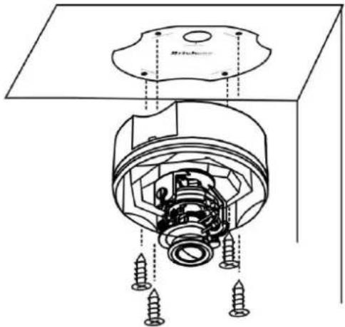 Technical diagram of a mechanical assembly with screw fasteners and a central housing (no text or labels)