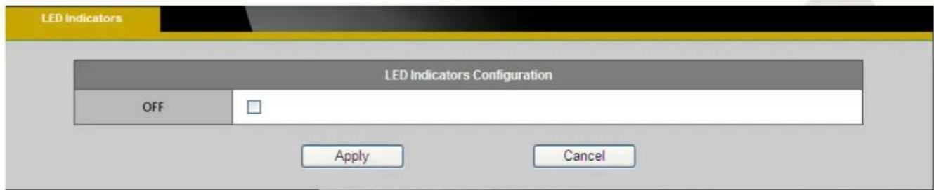 LED Indicators LED Indicators Configuration OFF Apply Cancel