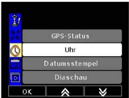 GPS-Status Uhr Datumsstempel Diaschau OK ▼ ↓