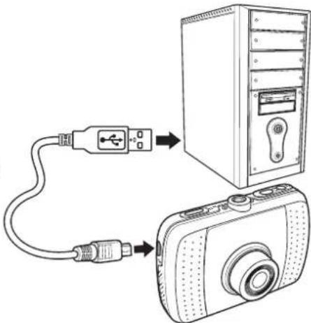 Diagram showing two connected devices: a USB plug and a digital camera, with no visible text or symbols.