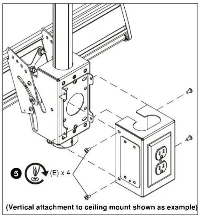 (5) (E) x 4 (Vertical attachment to ceiling mount shown as example)