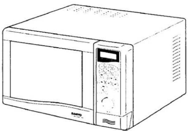 Dessin au trait d'un four à micro-ondes SAVIO avec panneau de commande et porte (sans texte ni symboles)
