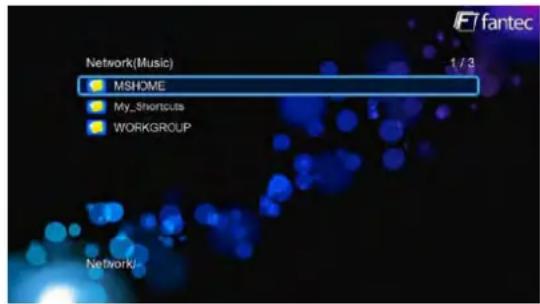 Network(Music) MSHOME My_Shortcuts WORKGROUP Network/