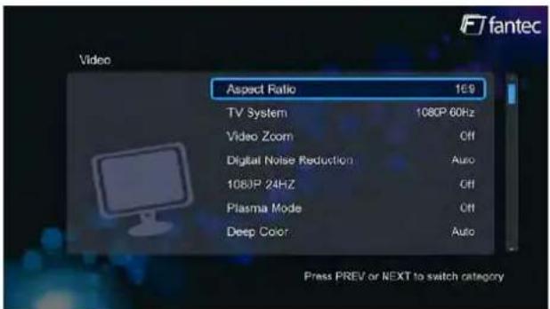 Aspect Ratio 169 TV System 1080P 60Hz Video Zoom Off Digital Noise Reduction Auto 1080P 24HZ Off Plasma Mode Off Deep Color Auto Press PREV or NEXT to switch category