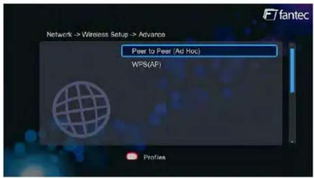 Network -> Wireless Setup -> Advance Peer to Peer (Ad Hoc) WPS(AP) Profiles