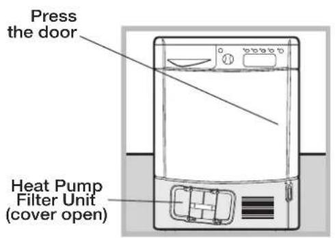 Press the door Heat Pump Filter Unit (cover open)