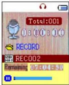 Total:001 0:00:00 RECORD 128K 24.0 RECO02 Remaining 32.504:350