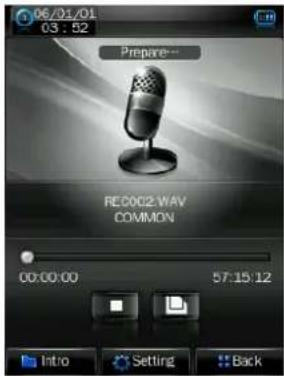 06/01/01 03:52 Prepare-- RE0002 WAV COMMON 00:00:00 57:15:12 Intro Setting Back
