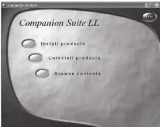 Companion Suite LL Install products Uninstall products Browse contents