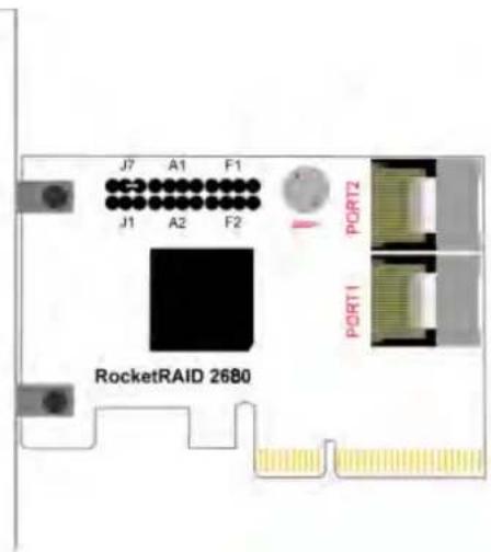 J7 A1 F1 C3 J1 A2 F2 PORT2 PORT1 RocketRAID 2680