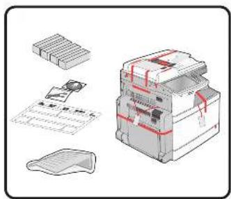 Technical diagram showing assembly of electronic components with red annotations indicating parts of a device or module.