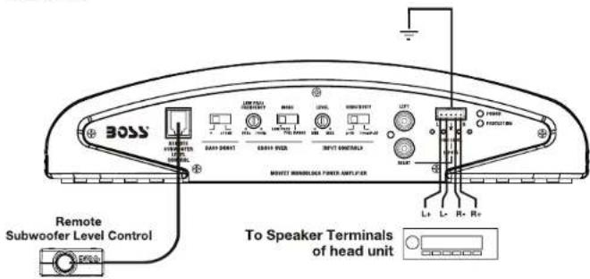 BOSS Remote Subwoofer Level Control To Speaker Terminals of head unit
