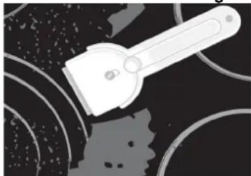 Illustration of a spatula on a dark surface with abstract curved lines (no text or symbols)