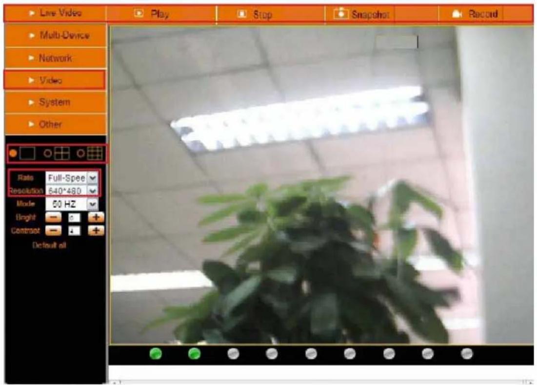 Live Video Multi-Device Network Video System Other Rate Full-Speed Resolution 640*480 Mode 50 Hz Ught Contrast Default oil