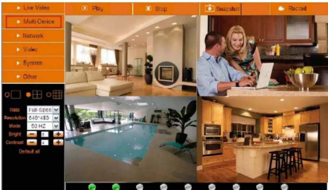 Live Video Multi-Device Network Video System Other Play Stop Snapshot Record Rate Full-Spec Resolution 640°480 Mode 50 Hz Bright - Contrast - Default oil