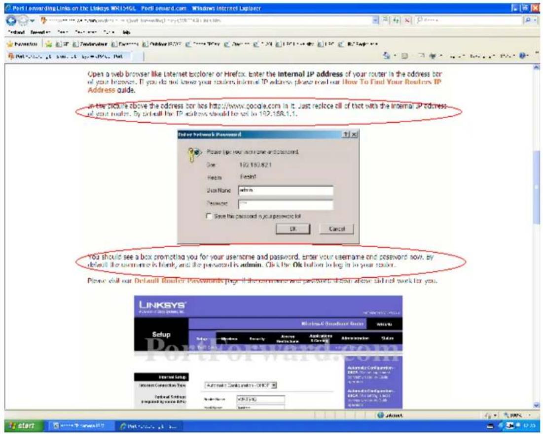 Open a web browser like Internet Explorer or Firefox. Enter the Internal IP address of your router in the address for of your browser. If you do not know your routers, I'm an IP address please read our How To Find Your Router's IP Address Guide. In the picture above the address for this http://www.google.com in it. Just replace all of that with the internal IP address of your router. By add call the IP address should be set to 192.158.1.1. Enter Network Password Please like your username and password. Size: 192.158.621 From: Fresh! User Name: admin Password: Save the password in your password list OK Cancel You should see a box prompting you for your username and password, enter your username and password now, by default the username is blank, and the password is admin. Click the Ok button to log in to your router. Please visit our Default Router Passwords page if the username and password shown above did not work for you.