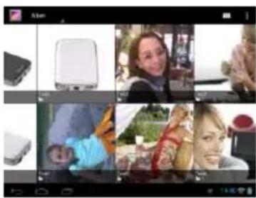 Grid of nine photos showing people in various settings including devices, clothing, and toys (no visible text or symbols)