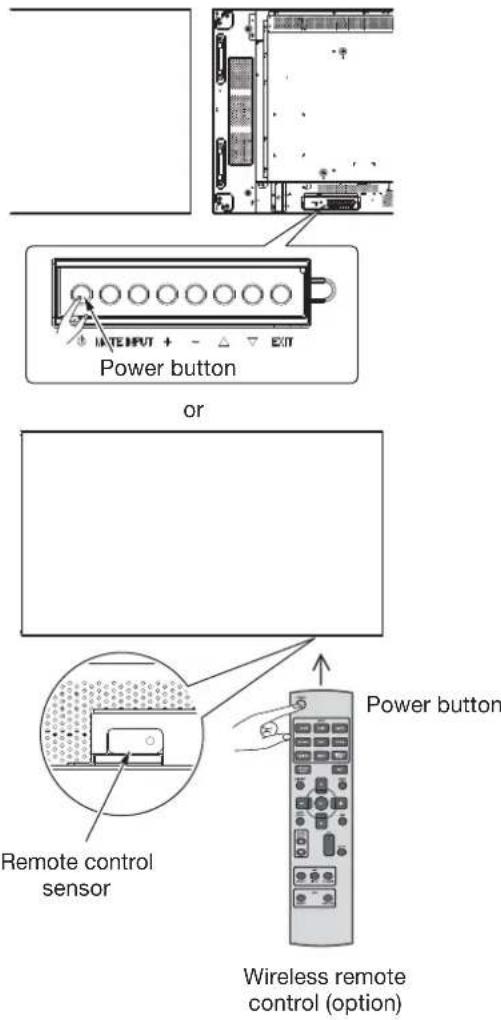 Power button or Remote control sensor Power button Wireless remote control (option)