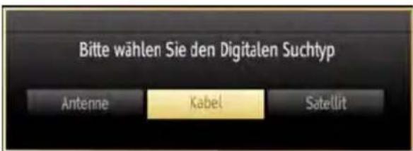 Bitte wählen Sie den Digitalen Suchtyp Antenne Kabel Satellit