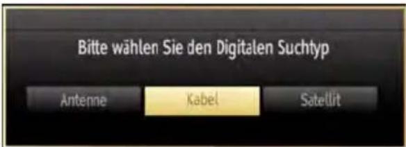 Bitte wählen Sie den Digitalen Suchtyp Antenne Kabel Satellit