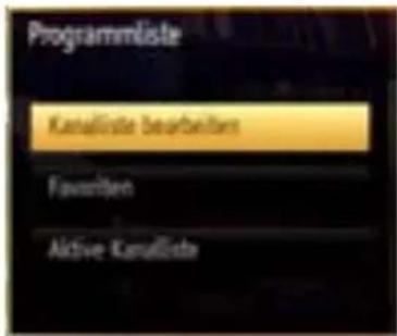 Programmliste Kanaliste bearbeitern Favoriten Aktive Kanalista