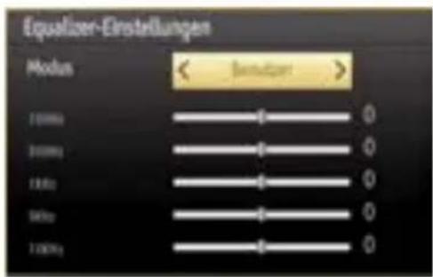 Equalizer-Einstellungen Modus Jensitzer 100Hz 200Hz 300Hz 50Hz 70Hz 100Hz
