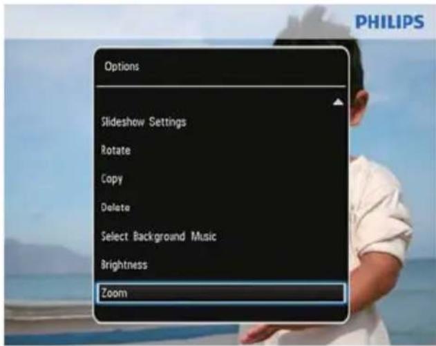 Options Slideshow Settings Rotate Copy Delete Select Background Music Brightness Zoom