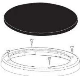 Technical diagram of a circular component with internal ring and mounting holes (no text or symbols)