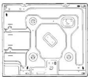 Pure technical line drawing of a mechanical or electronic component layout without any text, numbers, or symbols