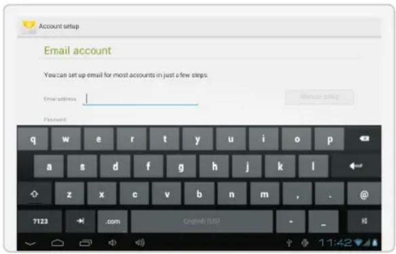 Account setup Email account You can set up email for most accounts in just a few steps. Email address: Password: q w e r t y u i o p a s d f g h j k l z x c v b n m , . @ 7123 .com English (US) - - H