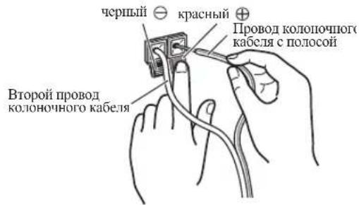 черший ⊖ красный ⊕ Провод колопочного кабеля с полосой Второй провод колопочного кабеля