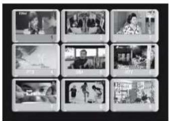 Grid of nine grayscale video thumbnails with Chinese labels, likely from a media or educational app interface.