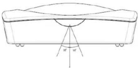 Technical line drawing of a curved object with measurement annotations (no text or symbols present)