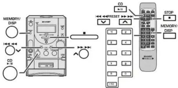MEMORY/ DISP CD +10 CD +10 RESET STOP MEMORY/ DISP