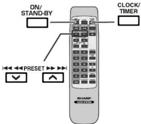ON/ STAND-BY CLOCK/ TIMER PRESET SHARP AUDIO SYSTEM