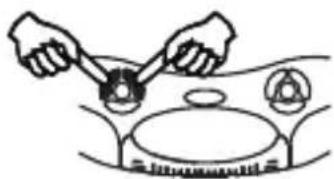 Illustration of hands using a tool to switch a valve on a gas stove (no text or symbols)